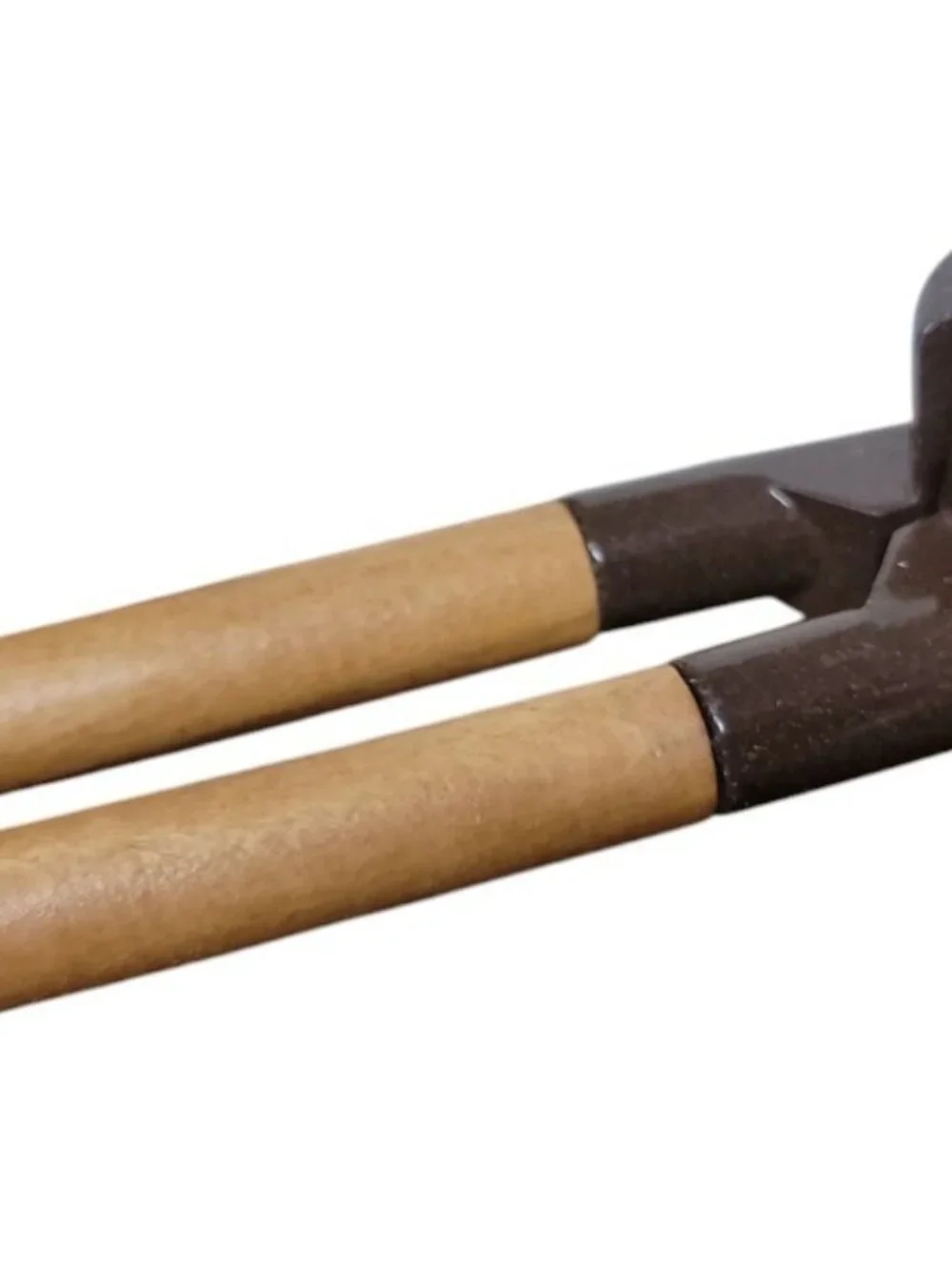 Heavy Duty Nut Cracker Vintage Brown Metal with Wooden Handles 7